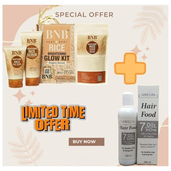 BNB Glow kit Ultimate 4 in 1 Skincare &Haircare Bundle-4 pcs Facewash, Scrub, Mask & Hair Oil