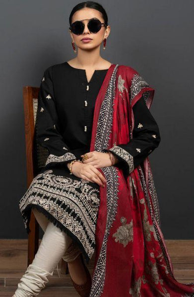 3 Pcs Women's Unstitched Embroidered Suit