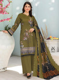 3 Pcs Women's Unstitched Lawn Embroidered Suit