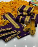 3 Pcs Women's Unstitched Cotton Embroidered Suit