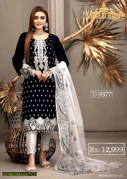 3 Pcs Women's Unstitched Lawn Embroidered Suit