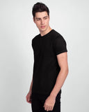 1 Pc Men's Stitched Round Neck T-Shirt, Black