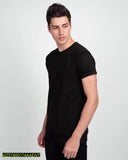 1 Pc Men's Stitched Round Neck T-Shirt, Black