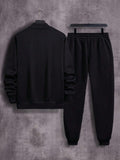 2 Pcs Men's Fleece Plain Zipper Track Suit