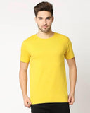 1 Pc Men's Stitched Round Neck T-Shirt, Yellow