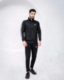 Men's Micro Fleece Zipper Track Suit - 2 Pcs in Classic Black