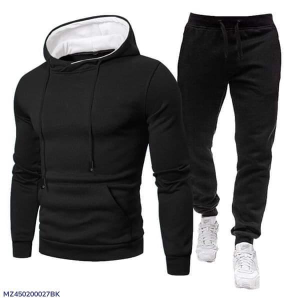 2 Pcs Fleece Plain Hoodie Track Suit