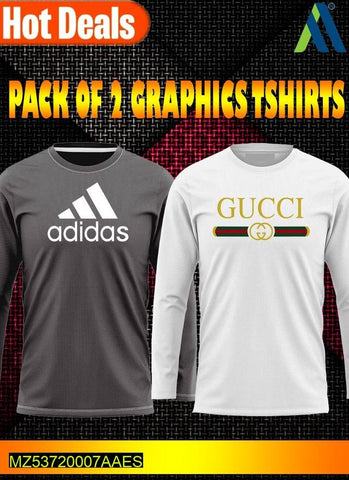 Jersey Graphic Sublimation Full Sleeves Shirt -Pack Of 2