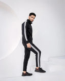 Men's Micro Fleece Zipper Track Suit - 2 Pcs in Classic Black