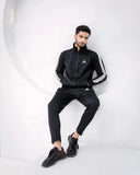 Men's Micro Fleece Zipper Track Suit - 2 Pcs in Classic Black