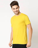 1 Pc Men's Stitched Round Neck T-Shirt, Yellow